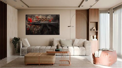 Black Color Ak-47 Gun Digital Printable Wall Art.