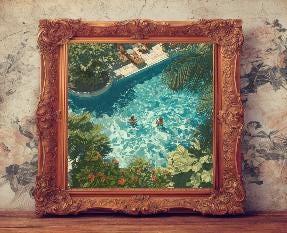 Animated Pool Art Print | Playful Summer Vibes (Digital Printable)